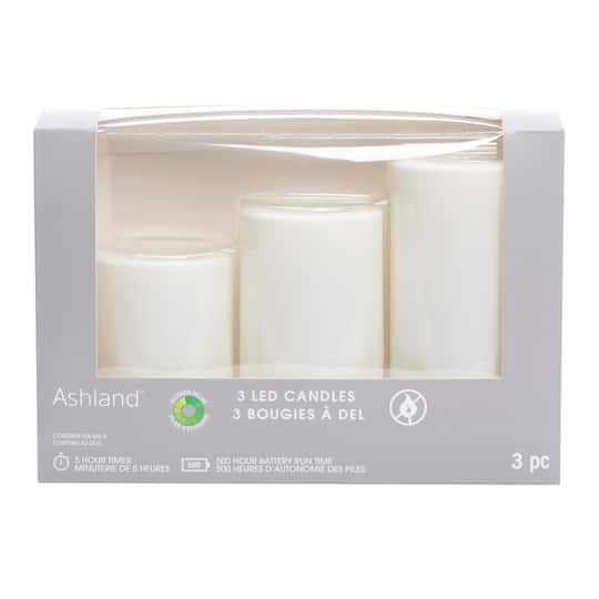 White 3-Pack LED Pillar Candles by Ashland®